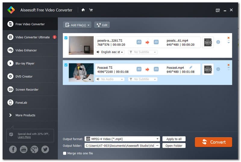 Aiseesoft Free TS Video Converter
