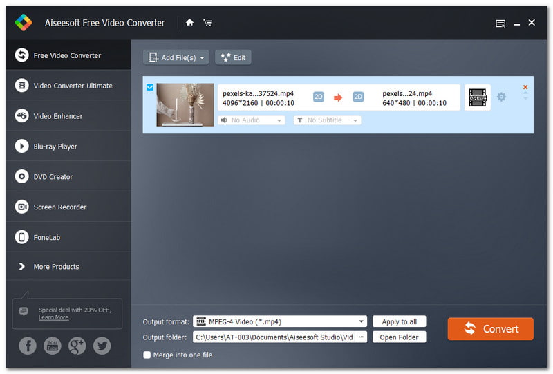 Aiseesoft Free Video Converter Windows