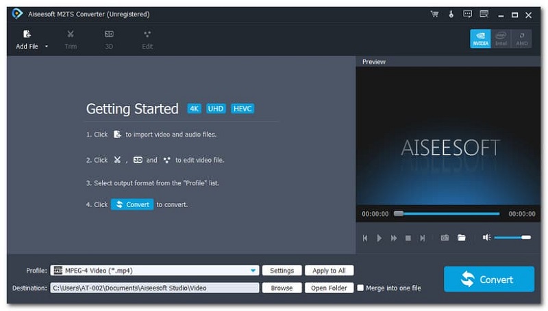Aiseesoft M2TS Converter Interface
