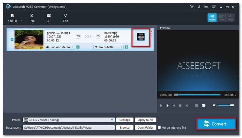 Aiseesoft M2TS Converter Convert