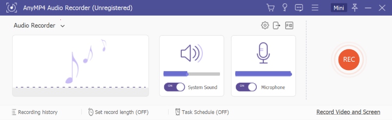 AnyMP4 Audio Recorder Interface