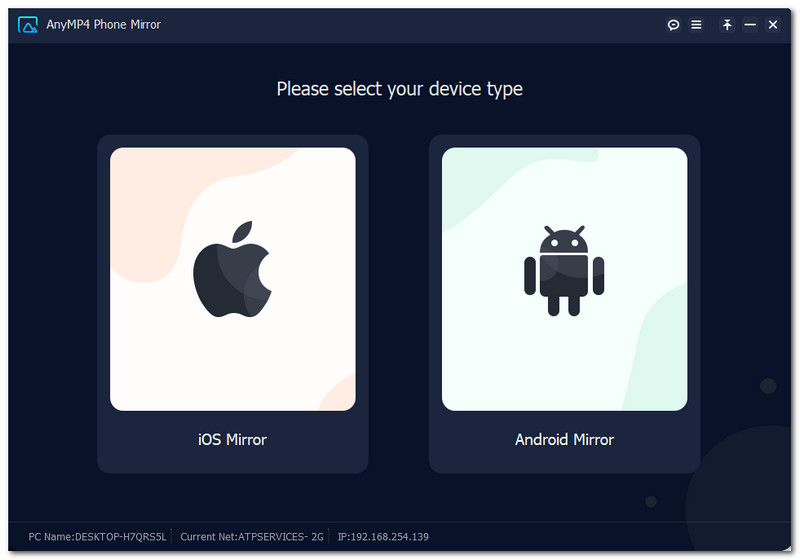 AnyMP4 Phone Mirror Interface