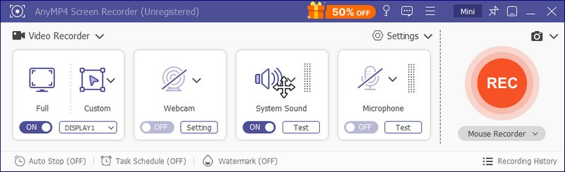 Anymp4 Screen Recorder Interface