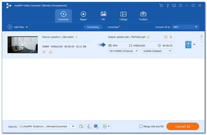 AnyMP4 Video WEBM To MP4 Converter Ultimate