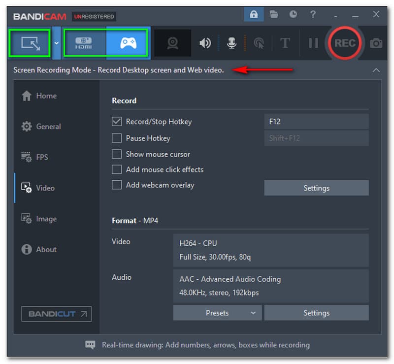 Bandicam Changing The Recording Mode