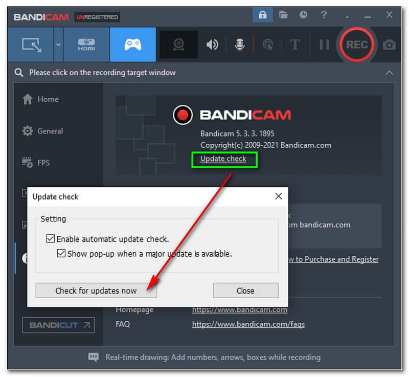 Bandicam Check For Updates Now