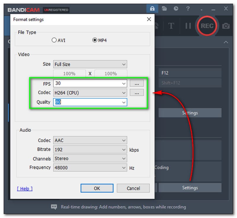 Bandicam FPS Codec Quality