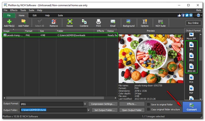 Best PNG to JPG Conveter Pixillion Image Converter
