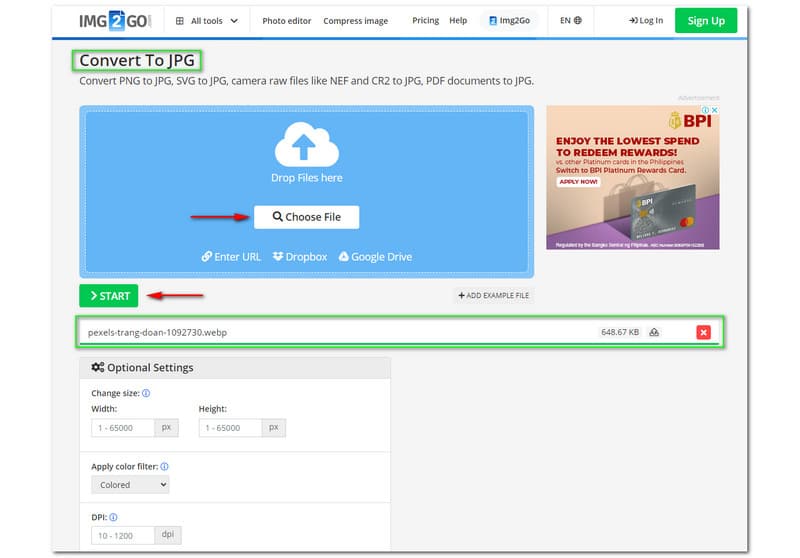 Best WEBP to JPG Converter Img2Go