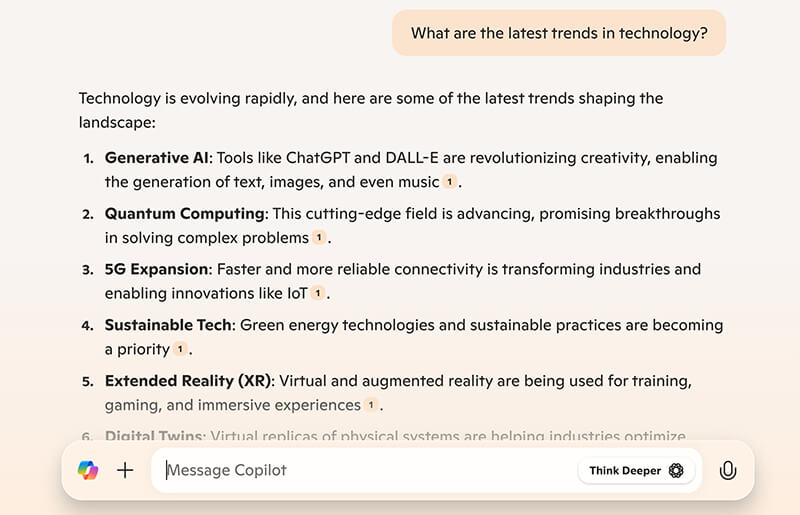 Bing Chat Interface