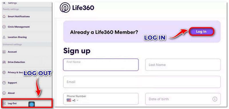 Log In Log Out 