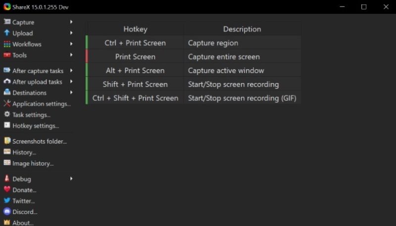 ShareX Interface