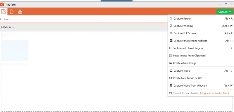 TinyTake Capture Interface