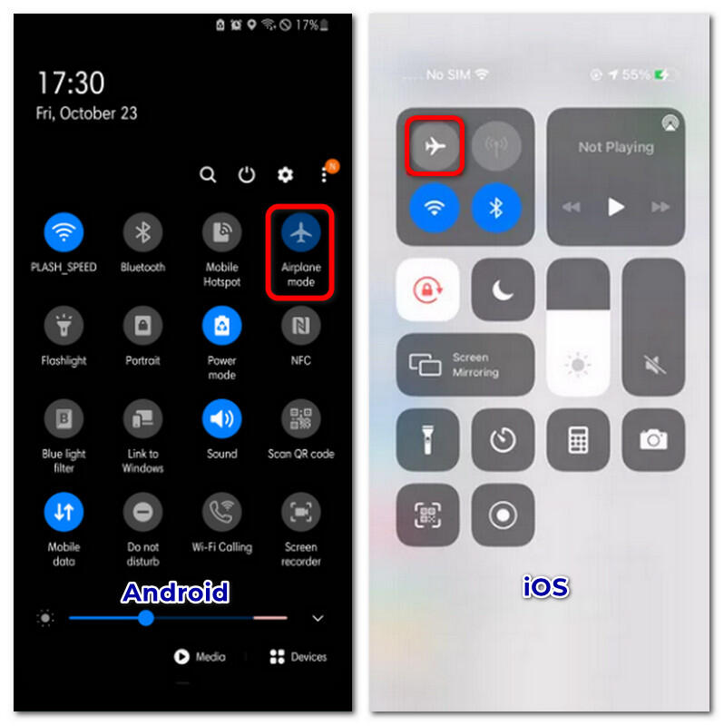 Turning on Airplane Mode